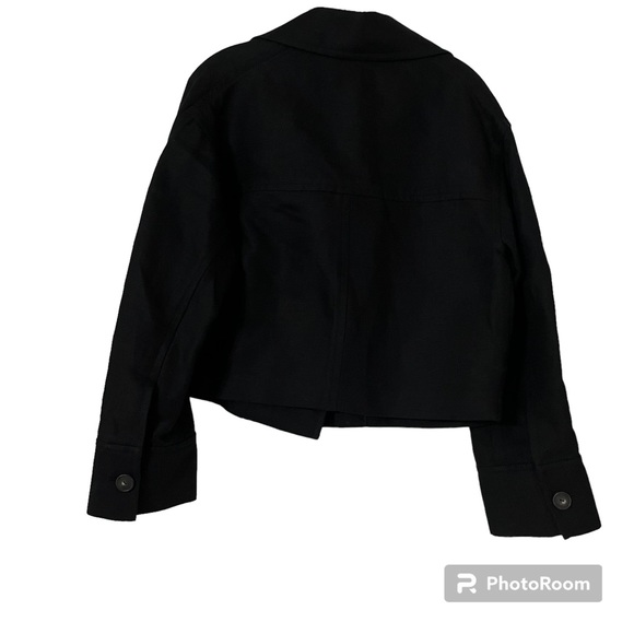 Vince Cropped Blazer Jacket Cotton Linen Black Size M - Picture 4 of 9